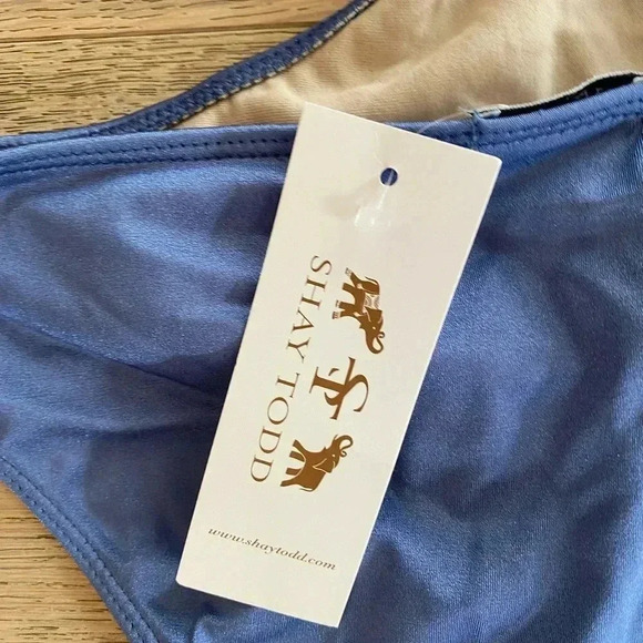 Shay Todd One Piece Cutout Swimsuit Blue Large - Picture 5 of 6